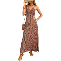Typecat Robe à bretelles spaghetti pour femme, robe d'été, robe de plage décontractée, jaune, taille XXL