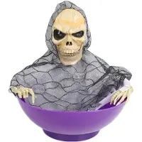 Exogio Bol à bonbons d'Halloween, plateau à fruits électrique, accessoires de fête hantés pour décoration de friandises ou de friandises A