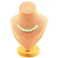Bijoux Pierres et Minéraux. Collier 10 perles Angélite 8 mm. Chaine en acier inoxydable Collier femmes, hommes. Taille personnalisable.