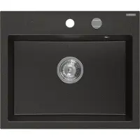 Mexen Oscar Evier en granit à 1 niveau 580 x 490 mm, noir/or métallisé, siphon chrome - 6519581000-75
