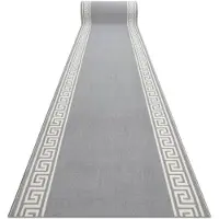 Rugsx TAPIS DE COULOIR BCF MORAD Grek grec gris 120 cm 120x770 cm