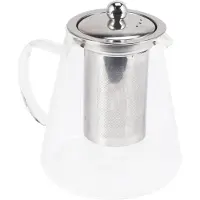 Jojomino Théière en verre avec infuseur amovible en acier inoxydable pour thé en vrac, bouilloire et sous-verre à infuseur en bonus, 950 ml