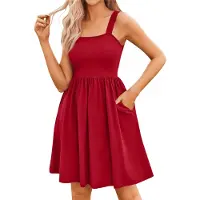Torribaly Robes d'été pour femmes 2025, robes d'été florales à la mode, vêtements de plage, de vacances, rouge vin, S