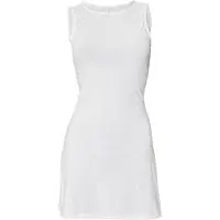 Torribaly Robe courte d'été trapèze sans manches à col bateau pour femme, tenue de soirée, blanche, taille S