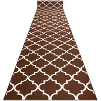 Rugsx TAPIS DE COULOIR ANTIDÉRAPANT TRÈFLE MAROCAIN marron 90 cm TRELLIS 30351 90x550 cm