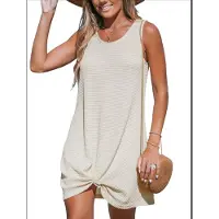 Jojomino Robe sans manches en maille à col rond pour femme, taille XXL