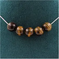 Bijoux Pierres et Minéraux. Collier 5 perles Oeil de Tigre 10 mm. Chaine en acier inoxydable Collier femmes, hommes. Taille personnalisabl