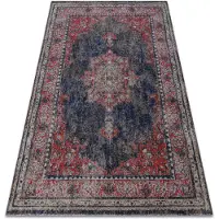 Rugsx Tapis moderne MUNDO E0551 ornement, cadre vintage extérieur rouge / noir 120x170 cm