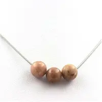 Bijoux Pierres et Minéraux. Collier 3 perles Rhodonite 8 mm Chaine en acier inoxydable.