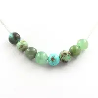 Bijoux Pierres et Minéraux. Collier perles Aventurine + Jade + Chrysocolle de Namibie + Turquoise Chaine en acier inoxydable.