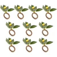 Exogio Lot de 10 ronds de serviette faits main en faux citron jaune avec anneau de vigne pour mariage, banquet,