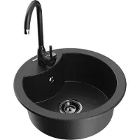 Mexen Evier en granit Diego avec mitigeur Telma, noir/argent (6512-73-670200-70-B)