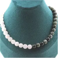 Bijoux Pierres et Minéraux. Collier perles Pierre de Lune + Seraphinite de Russie 8 mm. Chaine en Collier femmes, hommes. Taille personnal