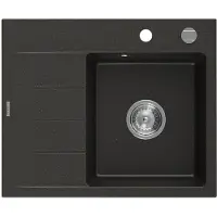 Mexen Ben Evier en granit 1 bac avec étagère à droite 600 x 500 mm, noir/or métallisé, siphon chromé - 6523605000-75