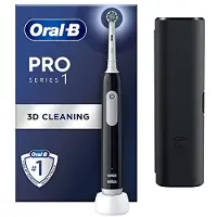 Oral-B Brosse à dents électrique Pro 1 avec nettoyage 3D, cadeau pour femme/homme, 1 tête de brosse à dents et étui de voyage