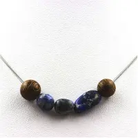 Bijoux Collier - - Lapis Lazuli - Perles bois 8 mm - Chaîne acier inoxydable - Longueur au choix