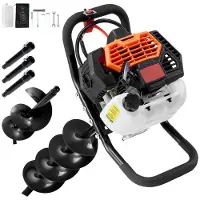 DUOKU Tarière à Essence--52 CC-1 450 W-Forets de 6" et 10"-avec 3 Tiges D'extension-Pour Plantes de Jardin Agricoles-Orange + Noir