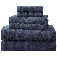 Nautica - serviettes de bain 6 pices absorbantes et poustoufles rsistantes la serviette en coton la mode (Oceane Navy 6 pices)