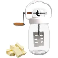 Melitt Baratte à Beurre Manuelle en Verre avec Manche Bois Capacité de 1,5 L Pot Manivelle