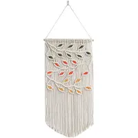 Typecat Tapisserie Feuilles Macramé Tenture Murale Feuille Verte Macramé Tenture Murale Boho Décoration Murale Fil Tenture Murale Tapisserie Fait Main A