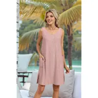 Typecat Robe d'été pour femme, idéale pour les vacances à la plage, rose, taille S