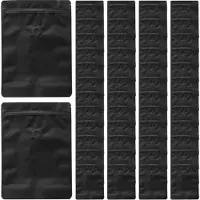 Typecat Lot de 50 sachets à café en aluminium mat avec fermeture éclair, emballage vertical unidirectionnel pour grains de café, 250 g, noir