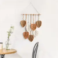 Torribaly Tapisserie murale en macram? ? motif de feuille, d?coration de chambre boh?me, tapisserie esth?tique tiss?e, d?coration de mariage, kaki