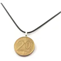 Bijoux Pierres et Minéraux. Collier pièce de monnaie Belgique 20 francs - Albert II Cordon noir.