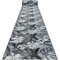 Rugsx TAPIS DE COULOIR antidérapant MONSTERA Feuilles la gomme gris 80 cm 80x250 cm