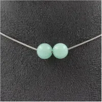 Bijoux Pierres et Minéraux. Collier 2 perles Amazonite 8 mm. Chaine en acier inoxydable Collier femmes, hommes. Taille personnalisable.