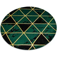 Rugsx Tapis EMERALD exclusif 1020 cercle - glamour, élégant marbre, triangles bouteille verte / or cercle 120 cm