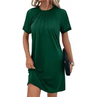 Semoic Robe t-shirt d'été à manches courtes en dentelle pour femme