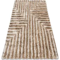 Rugsx Tapis moderne FLIM 010-B1 shaggy, labyrinthe - Structural beige 120x160 cm