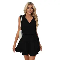 Semoic Robe sans manches à col en V fendu pour femme, collection printemps-été 2025