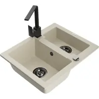 Mexen Carlos évier en granit 1.5 avec mitigeur Rita, beige (6518-69-670300-70)