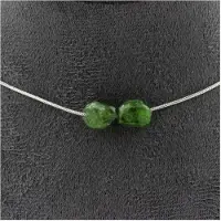 Bijoux Pierres et Minéraux. Collier 2 perles Diopside du Brésil. Chaine en acier inoxydable Collier femmes, hommes. Taille personnalisable.