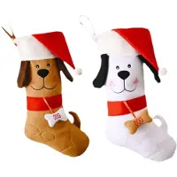 Semoic Lot de 2 bas de Noël à suspendre en forme de visage de chien