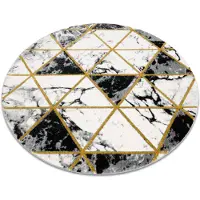 Rugsx Tapis EMERALD exclusif 1020 cercle - glamour, élégant marbre, triangles noir / or cercle 200 cm