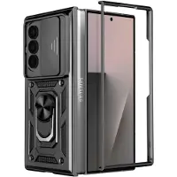 Avizar Coque pour Samsung Galaxy Z Fold 7 avec Support Bague et Cache Caméra Noir