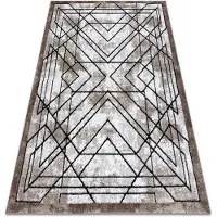 Rugsx Tapis moderne COZY Tico, géométrique - Structural deux niveaux de molleton marron 140x190 cm