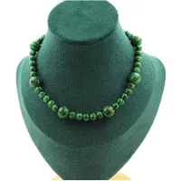 Bijoux Pierres et Minéraux. Collier perles Malachite 6 mm + Malachite 10 mm. Chaine en acier Collier femmes, hommes. Taille personnalisabl