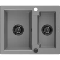 Mexen Carlos avec évier en granit 1.5 582 x 475 mm, gris, + siphon noir (6518581500-71-B)