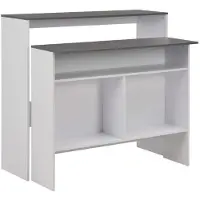 Helloshop26 Table haute mange debout bar bistrot avec 2 dessus de table blanc 130 cm 0902035