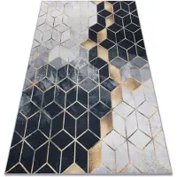 Rugsx Tapis lavable ANDRE 1171 Cube, géométrique antidérapant - noir / or 120x170 cm