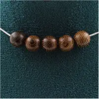 Bijoux Pierres et Minéraux. Collier 5 perles Bois 8 mm. Chaine en acier inoxydable Collier femmes, hommes. Taille personnalisable.