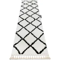Rugsx Le tapis, le tapis de couloir BERBERE CROSS blanc - pour la cuisine, l'antichambre, le couloir 60x200 cm