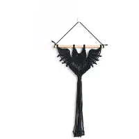 Melitt Halloween Chauve-Souris Macramé Tenture Murale GéOméTrique Art DéCor Fait à la Main Tissé Gothique Ornement pour Chambre Noir