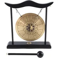 Torribaly Gong de bureau - Ornement Feng Shui en laiton avec support et maillet, décoration intérieure chinoise délicate, zodiaque chinois