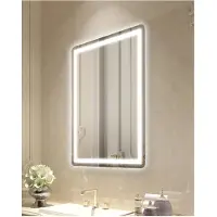 OEM Miroir Salle Bain LED--60 x 80 cm-Montage Mural-Êclairé à l'avant et à l'arrière-Antibuée-3 Couleurs à Intensité Variable