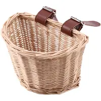 Jojomino Paniers de vélo vintage en rotin pour enfants, panier avant pour vélo et scooter, taille XS (couleur bois)